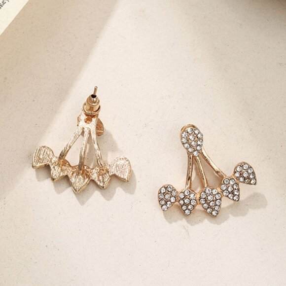 Water Droplet Pattern Rhinestone Stud Earrings - Picture 5 of 5